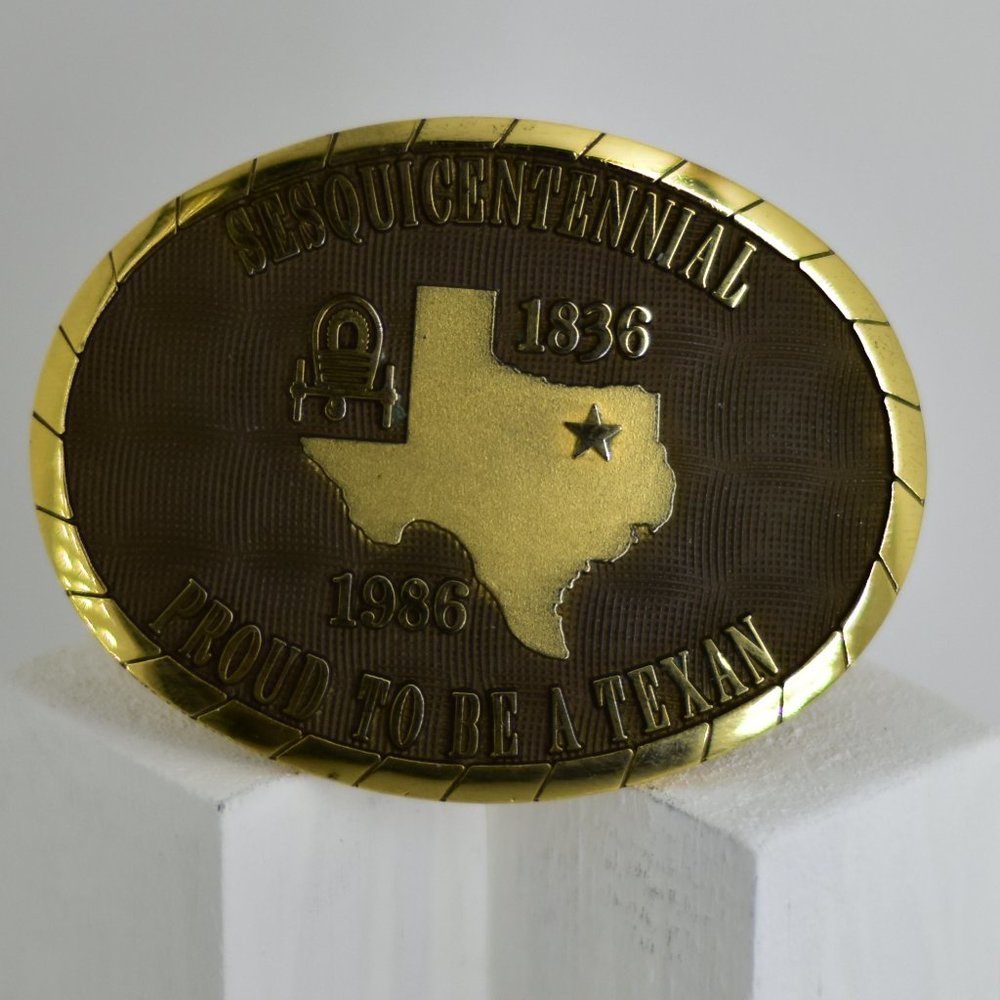 Vintage Brass Belt Buckle Proud to be a Texan